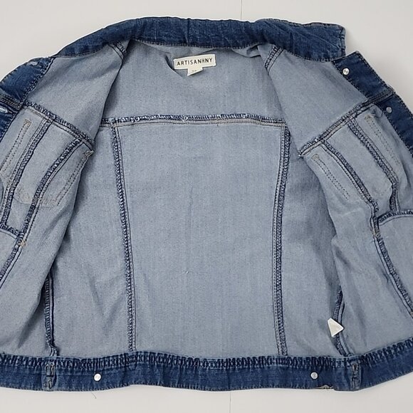 Artisan NY Women's Button Up Jean Jacket Blue Denim Fade Size M - Picture 10 of 15